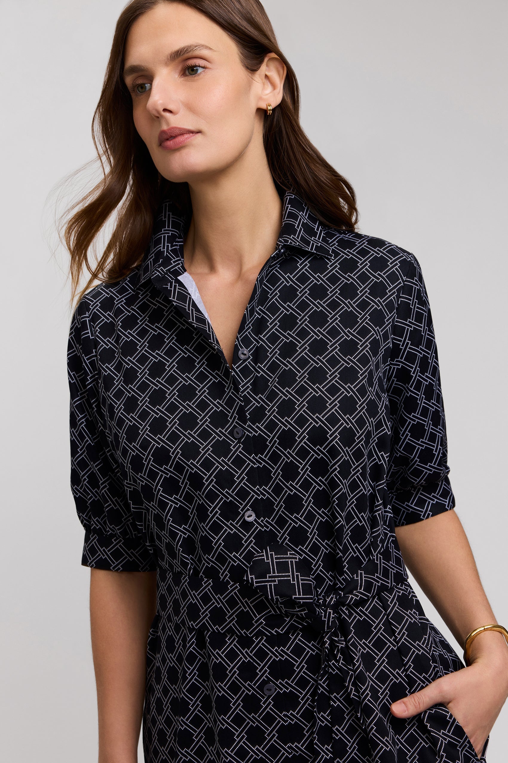 Esther Square Links Elbow Sleeve Dress