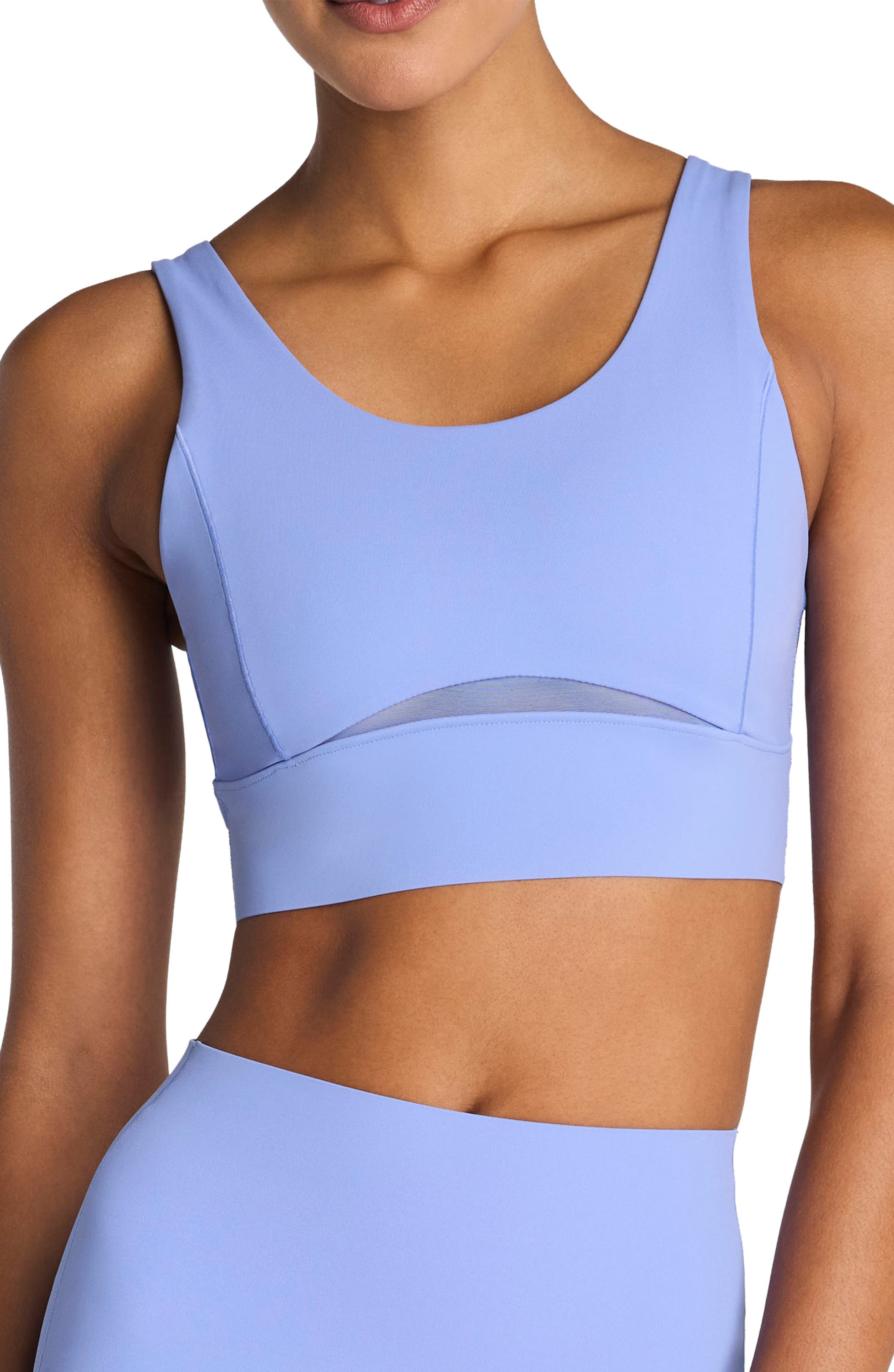 Spanx Body Line Longline Sports Bra in black, active wear with wide straps and supportive design for comfortable workout support.