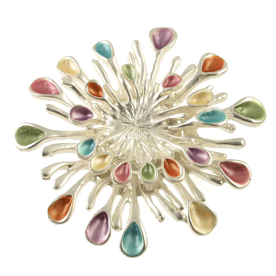 Sunburst Magnetic Brooch by ORIGIN JEWELRY featuring a vibrant sunburst design with magnetic clasp for secure wear.