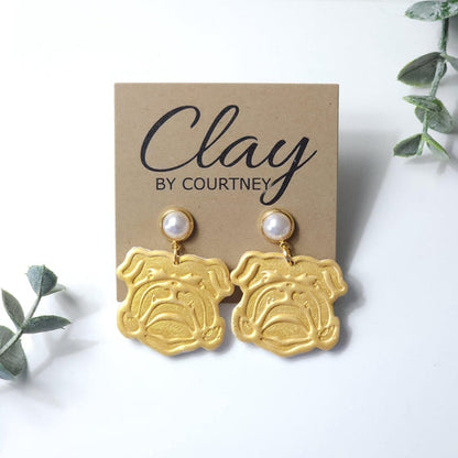 Gold Bulldog Dangle Earring