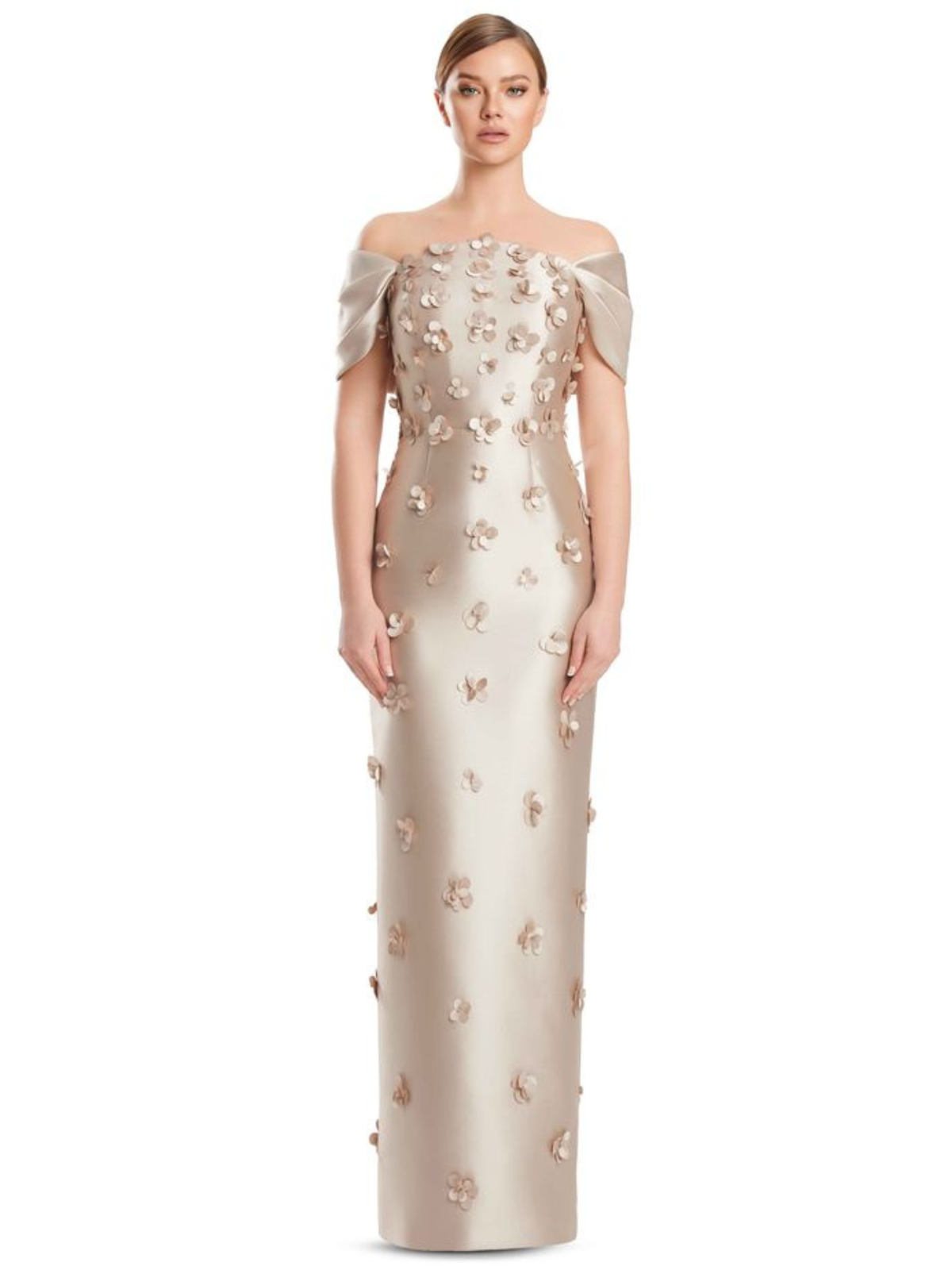 Gown with 3-D Flowers