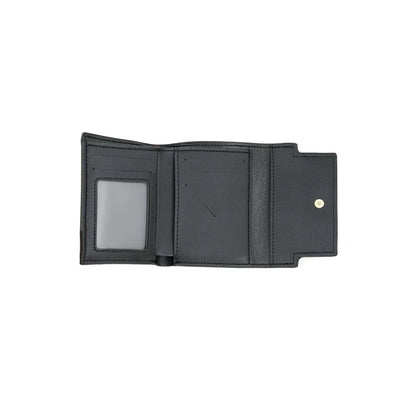 Black leather wallet with card holder on a white background