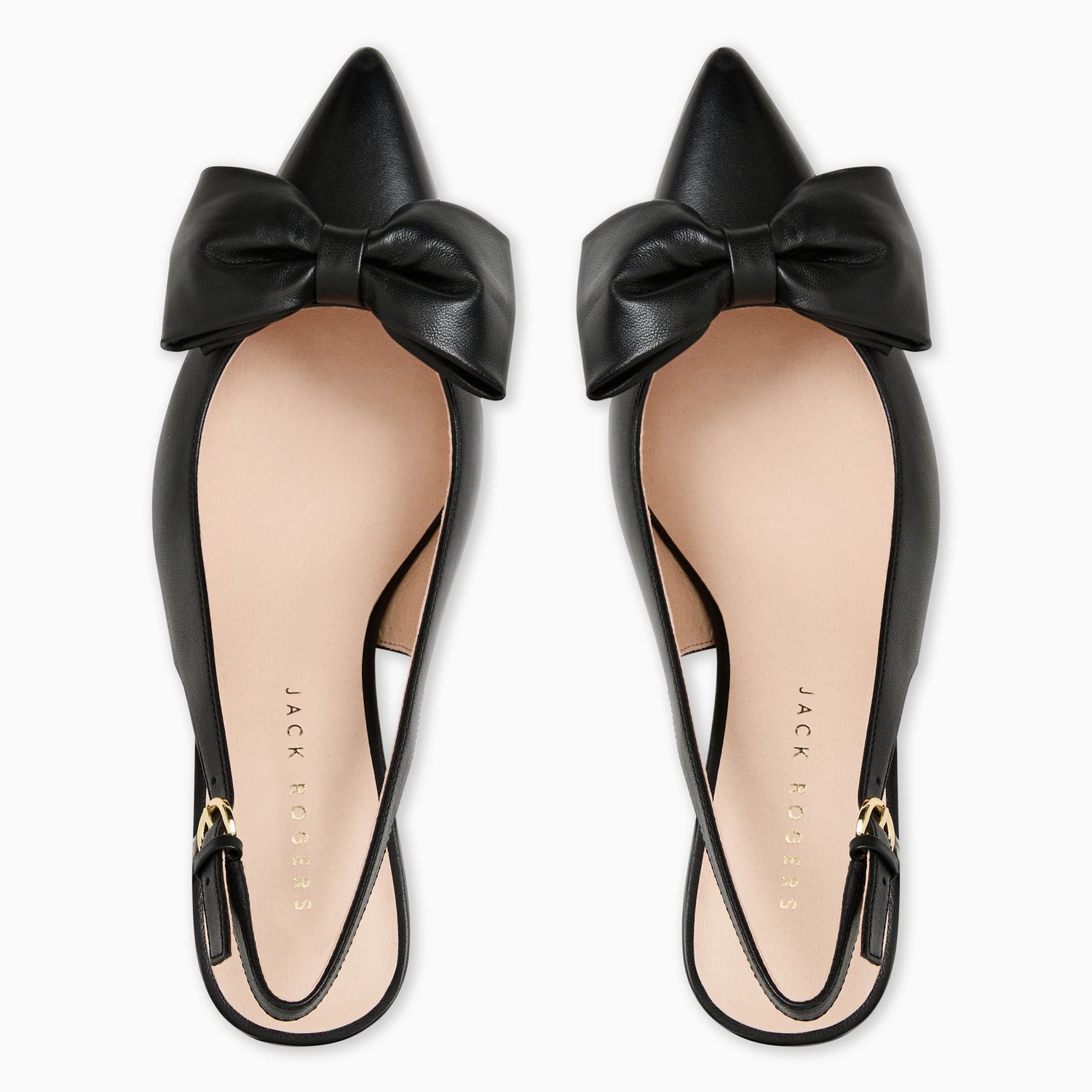 Black bow flats with &