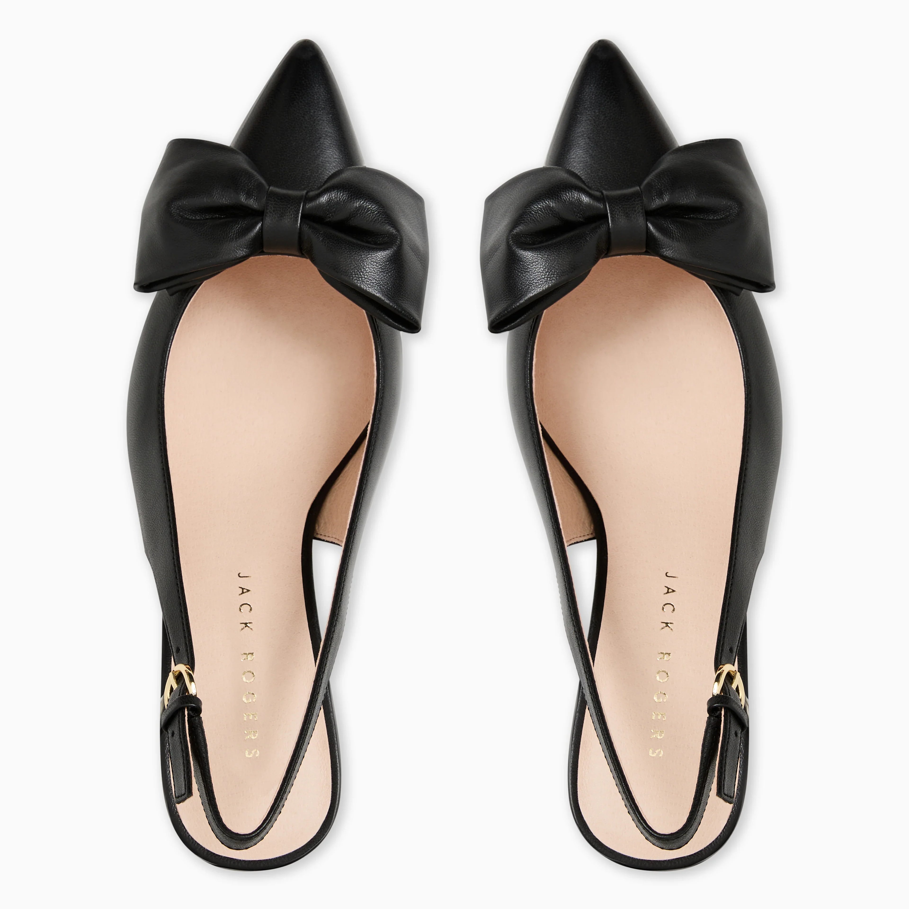 Black bow flats with &
