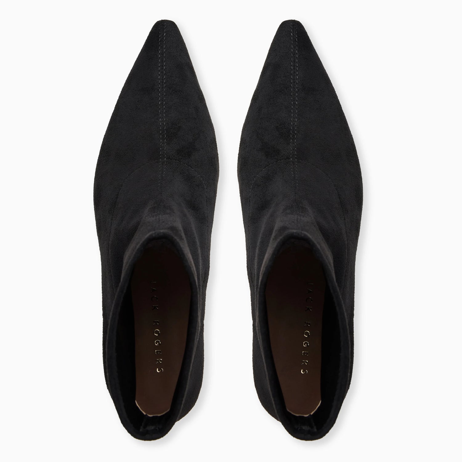 Pair of black pointed-toe shoes on a white background