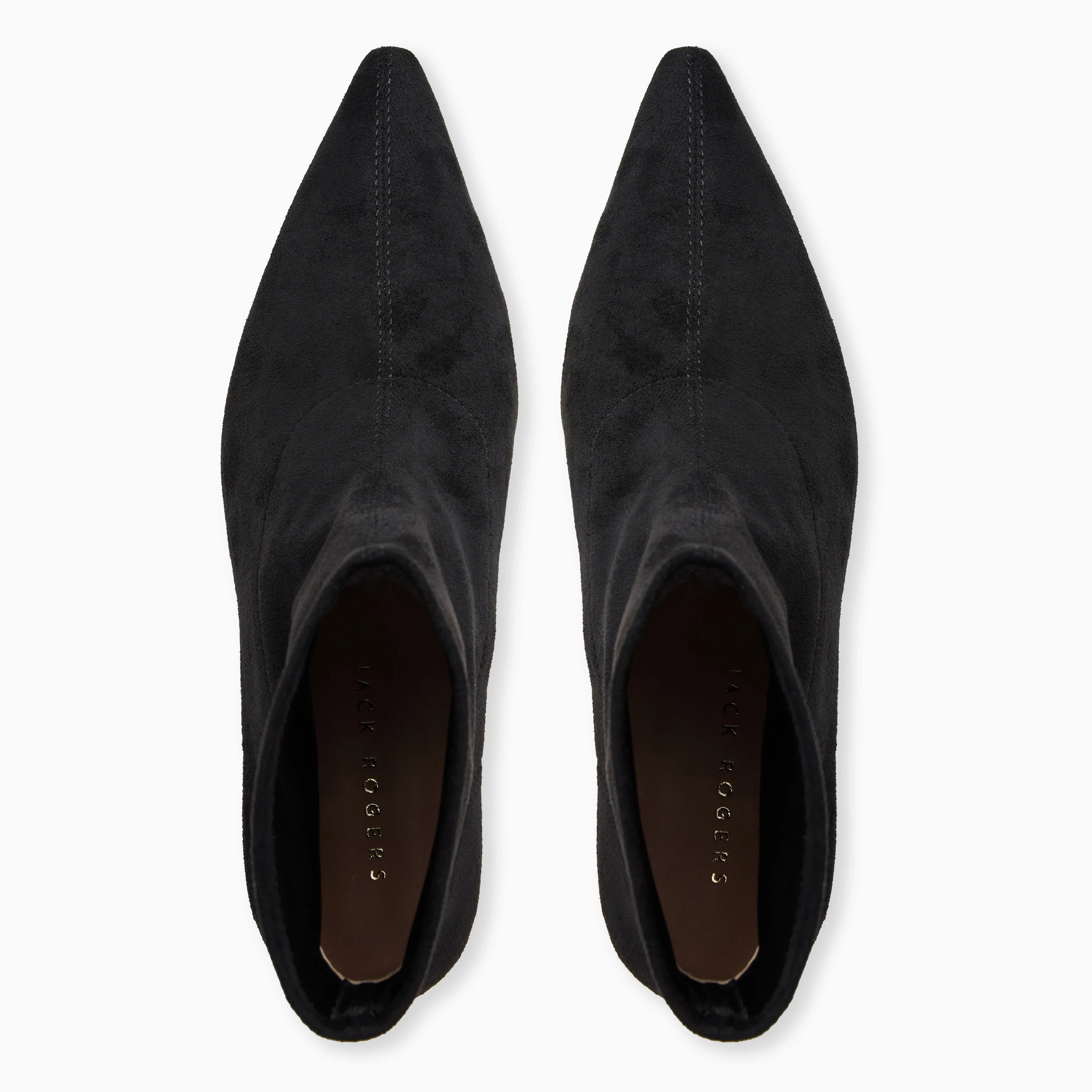 Pair of black pointed-toe shoes on a white background