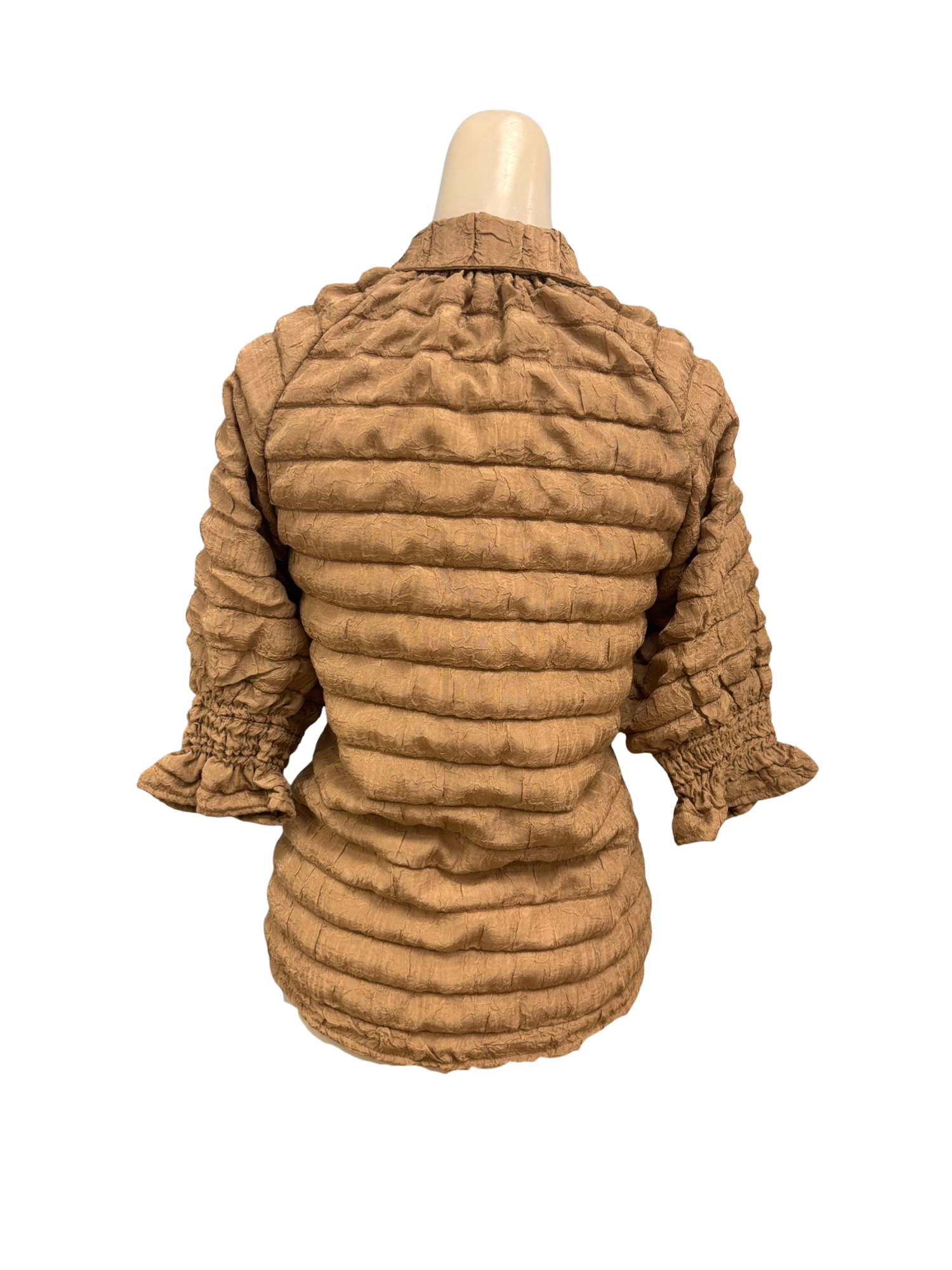 Women blouse beige quilted half sleeve top