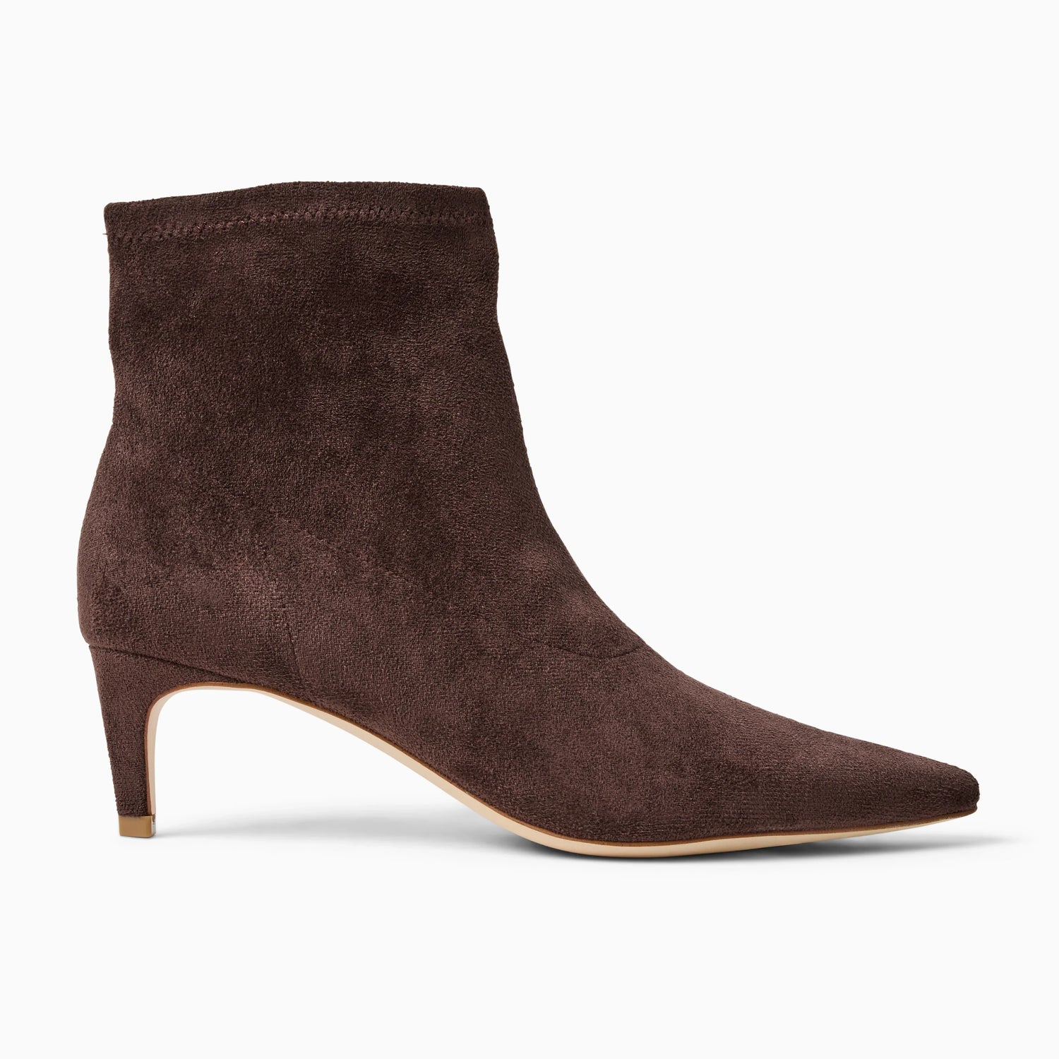 Brown suede ankle boot on a white background