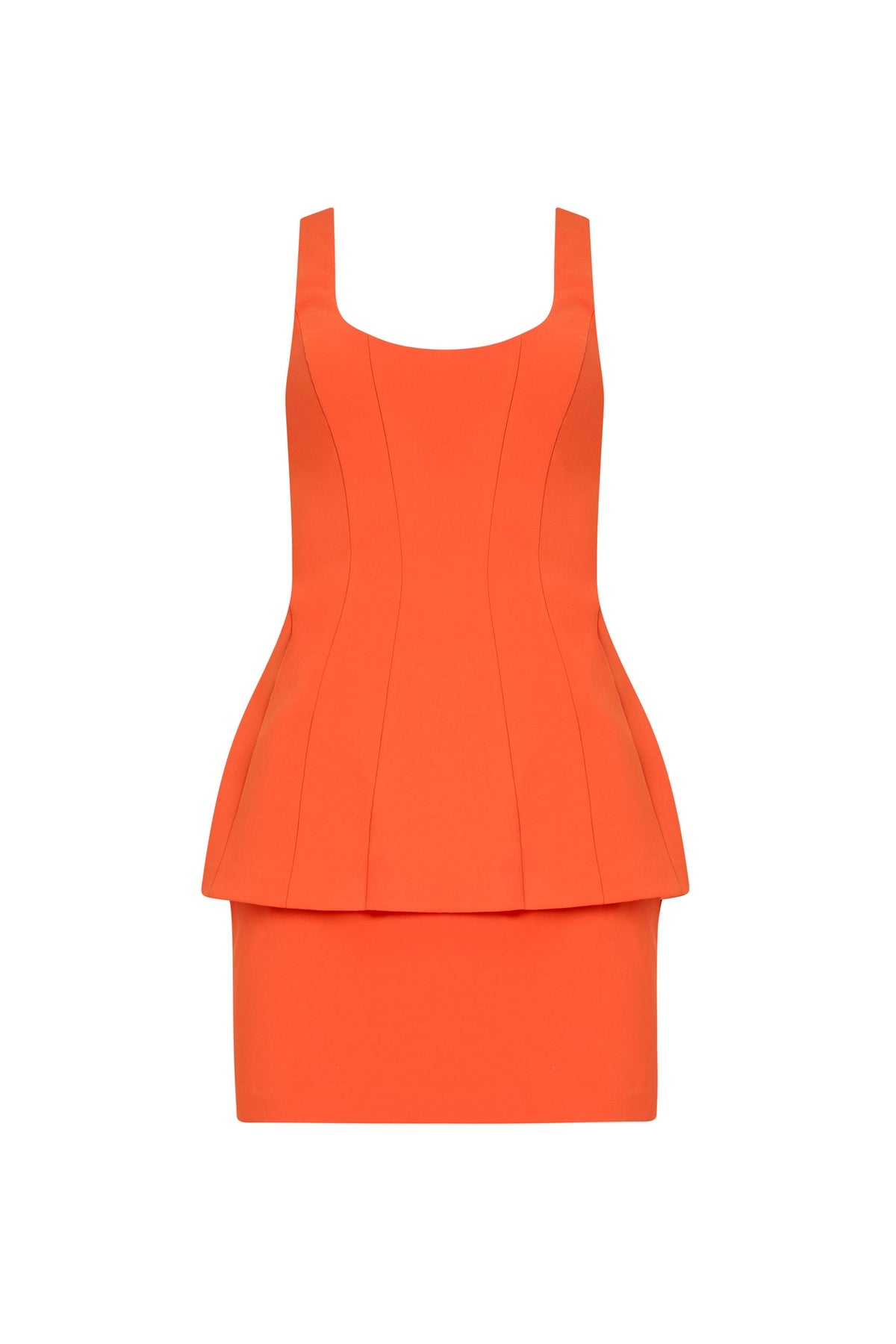 Amanda Uprichard Empire Dress in Mandarin, stylish sleeveless dress with elegant fit and vibrant color, on a model.