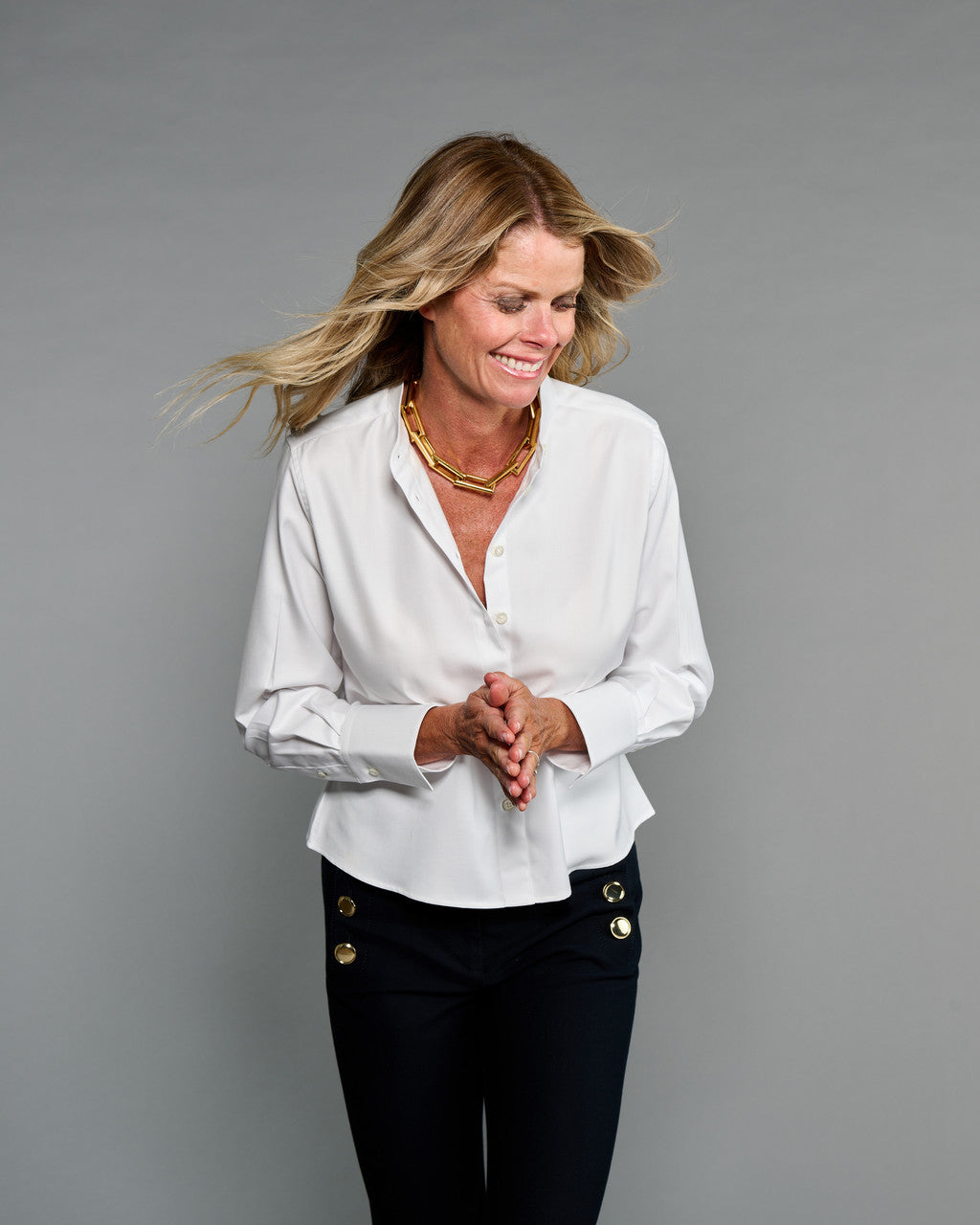 Long Sleeve Croped Top Crisp - White