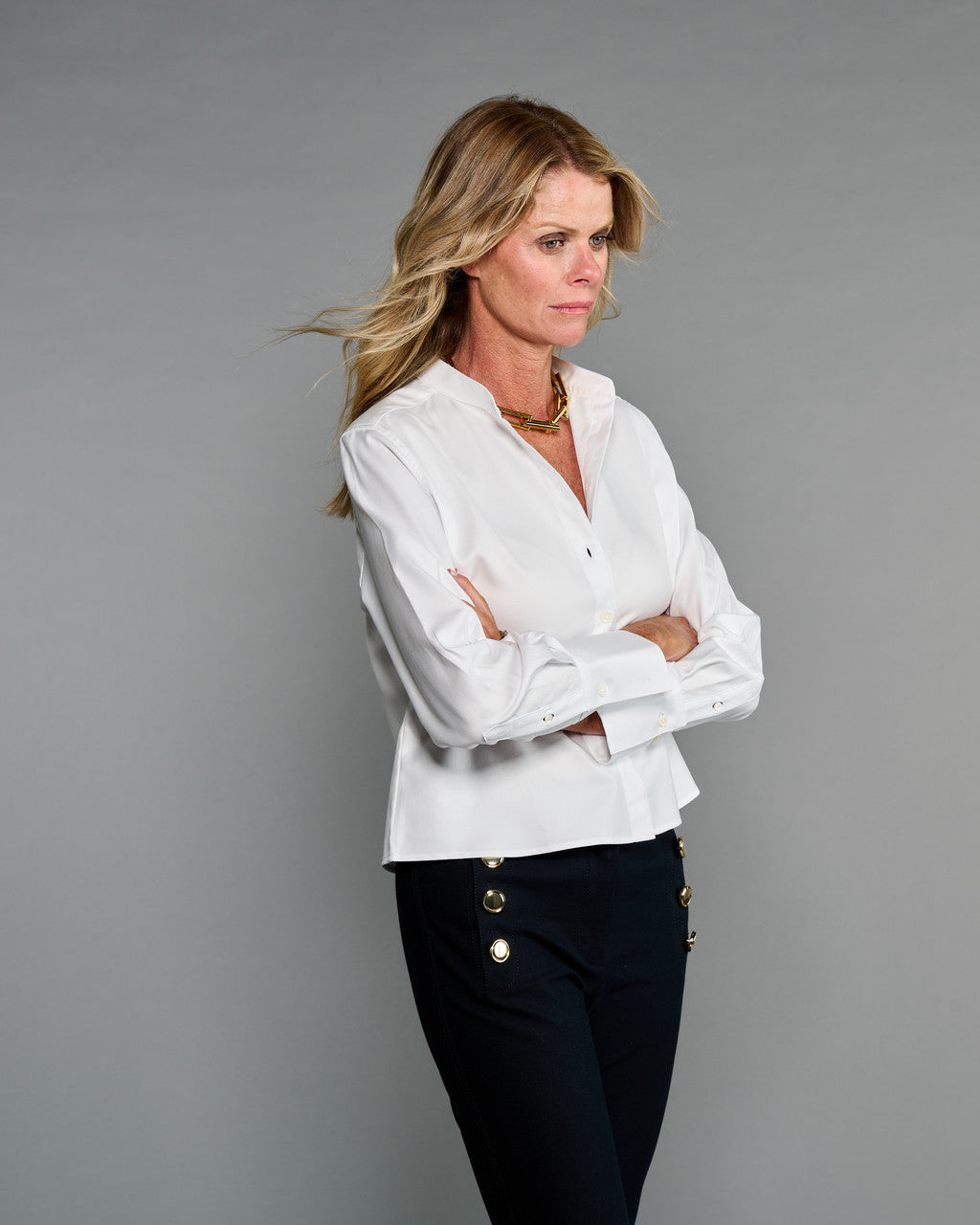 Long Sleeve Croped Top Crisp - White
