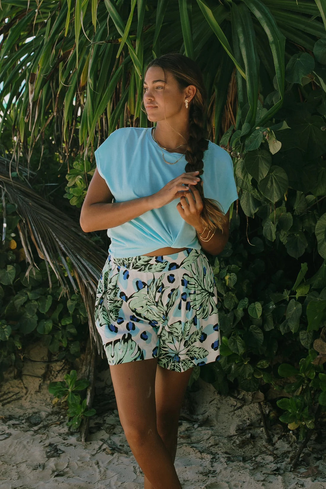 Tribal | Cap Slv Crew Neck Top