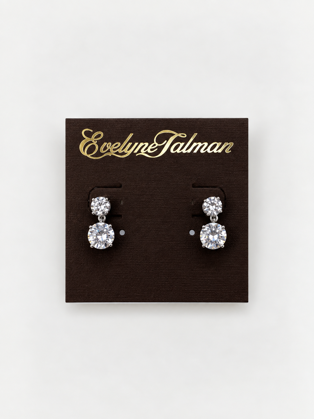Classic Double Drop Earrings Cubic Zirconia 