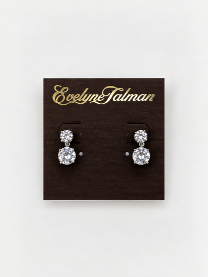 Classic Double Drop Earrings Cubic Zirconia 