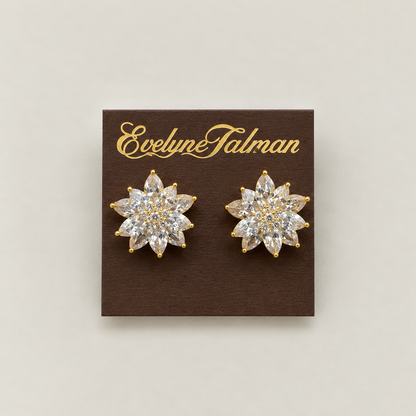 Crystal Starburst Screw-back Clip-on Earrings