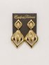 Cutout Geometric Drop Clip-on Earrings pair of gold statement drop earrings with a geometric, layered marquise-like design