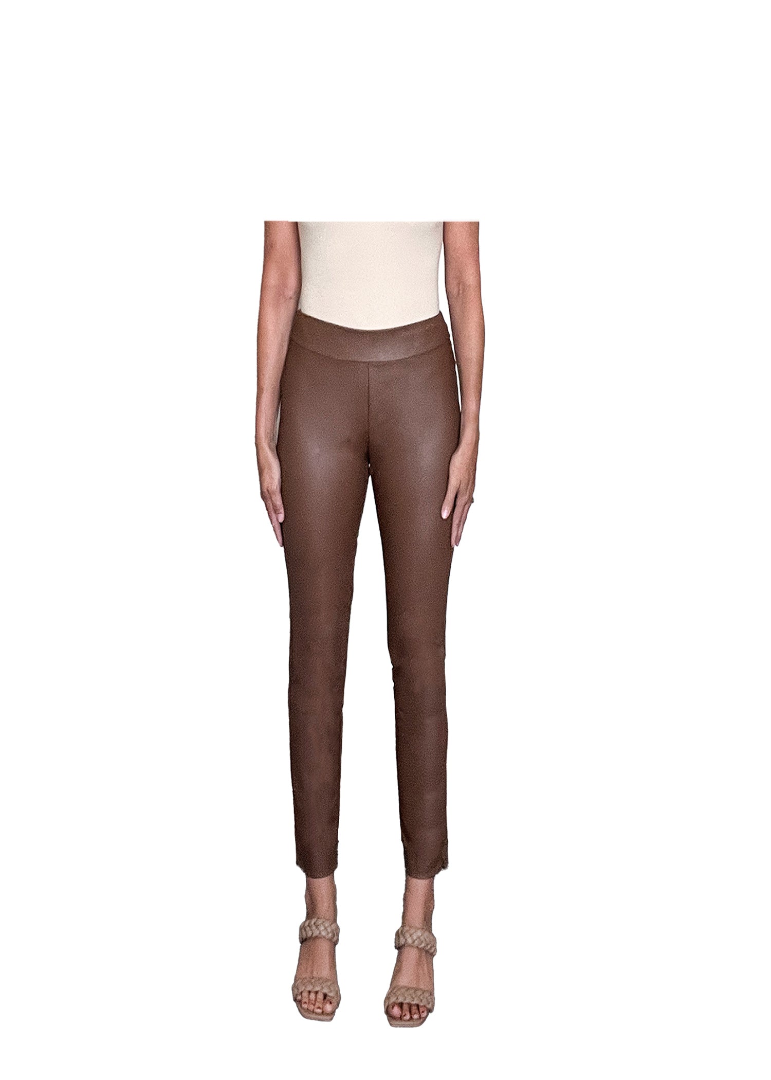 Krazy Larry | Faux Leather Pants Dark Camel | Krazy Larry | Cloister Collection Designer Fashion