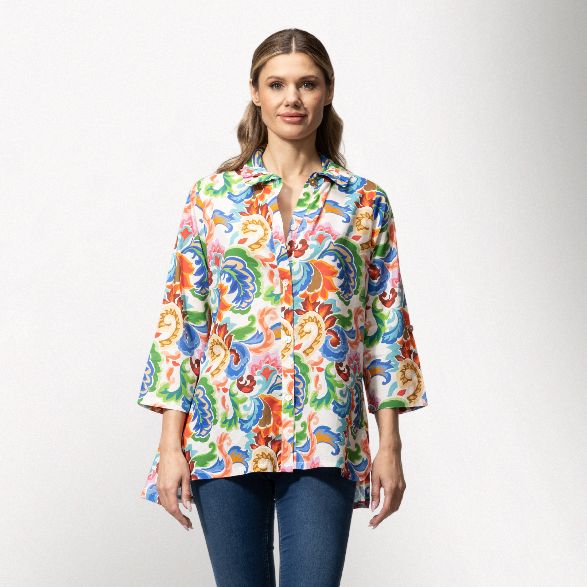 Too Fan | Wrire Collar Swirl Top