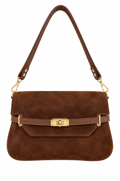 Dark Brown Mallory Suede Bag