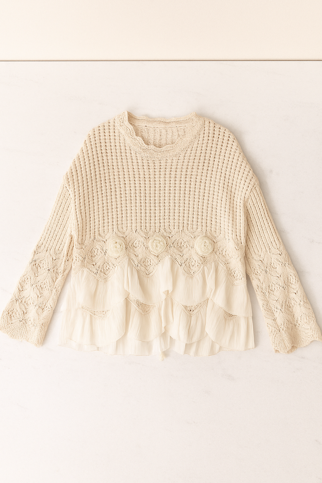 Cloister Collec | Retro Hollow out Crew Sweater