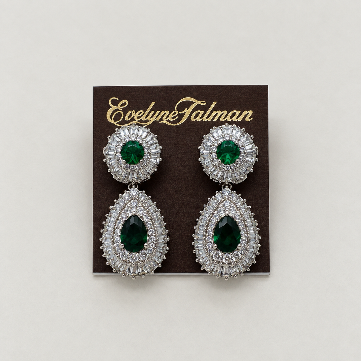 Emerald-Cut Halo Drop Clip-on Earrings