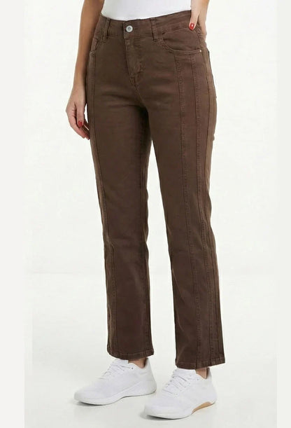 Ethyl The Side Seam Pant - Contour brown straight-leg jeans 