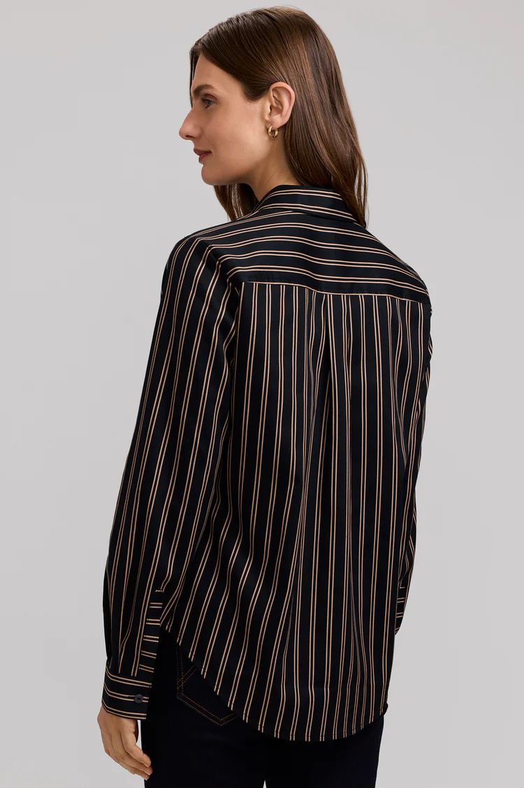 Women’s Foxcroft Black and Almond Charlie Animal Border Long Sleeve Shirt