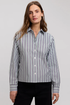 Women’s Foxcroft Jodie No Iron Pinpoint Stripe Long Sleeve Short Shirt Olive