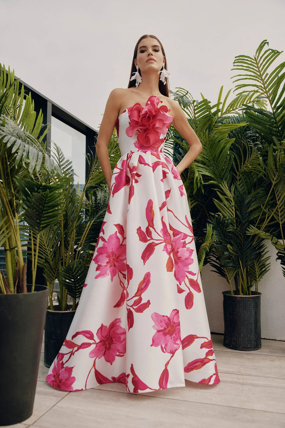 Pink and white mother of the bride dress