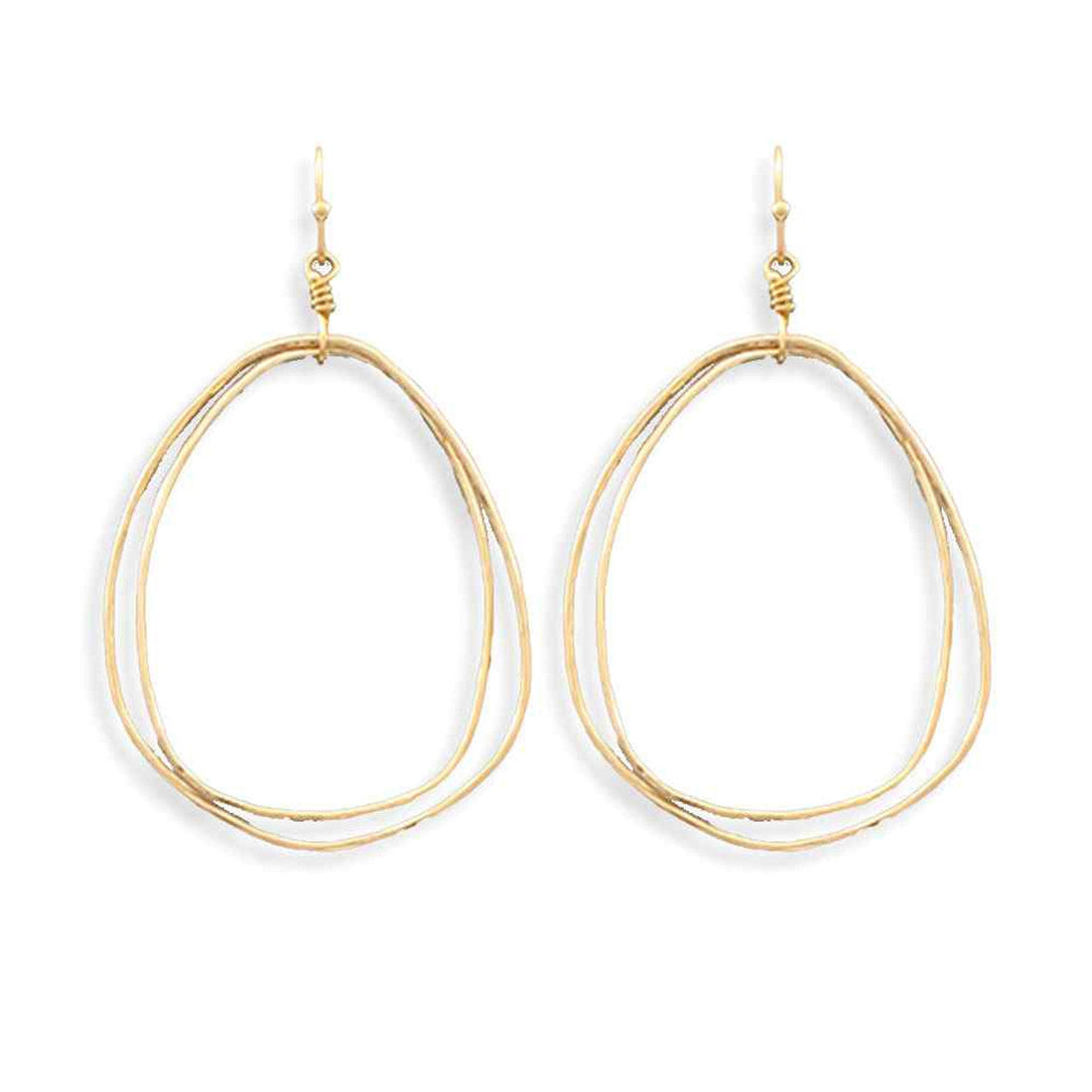 Golden Stella | Wave Oval Dangle Earrings