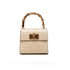 Beige handbag with gold accents Genuine Italian Leather Bamboo Handle Bag