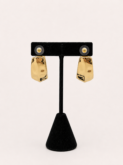Gold Hammered Hoop Earrings pair of chunky gold hoop earrings with a textured, organic shape