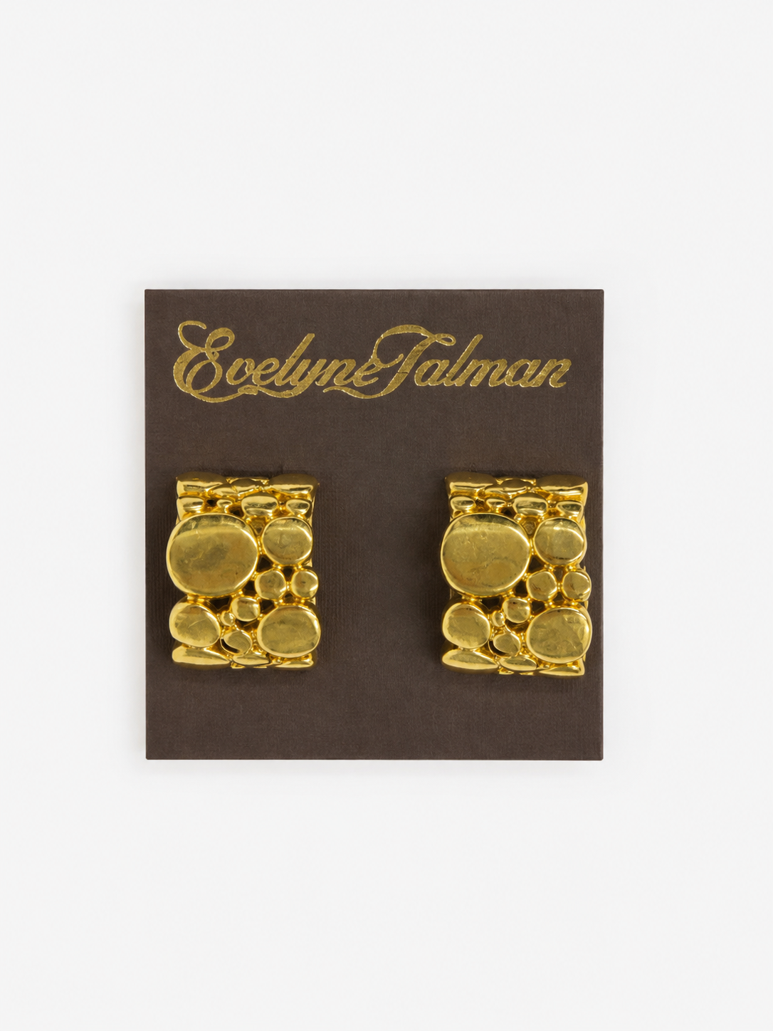 Gold Pebble Clip-on Earring pair of gold-toned textured cuff earrings