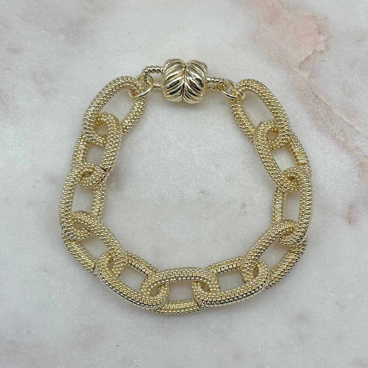 Gold Textured Magnetic Link Bracelet