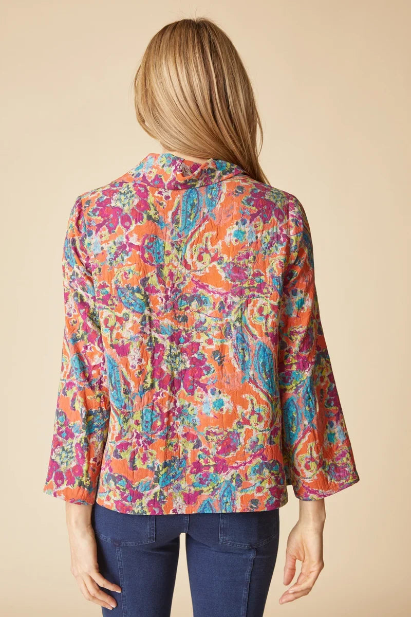 Habitat Destination Unknown Floral Drape Collar Top - 34852 - BURNT SIENNA