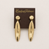 A pair of gold drop earrings with textured teardrop-shaped dangles and round stud top.