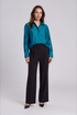 High Low Silk Blouse teal