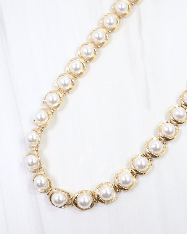 Hudson Pearl Link Necklace - Gold