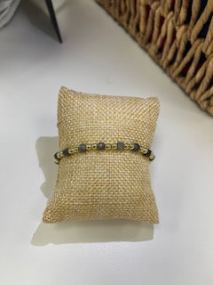 Gold and brown beaded bracelet from Shine Star, featuring a stylish design with mixed bead sizes and a polished finish.