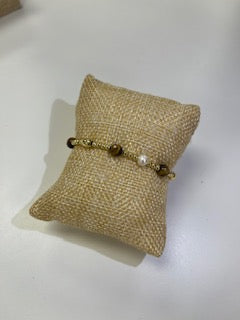 Shine Star | Brown, Pearl And Gold Beaded