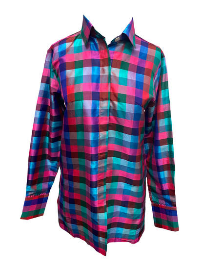 Evelyne Talman | Karen Blouse Silk Check Fushia