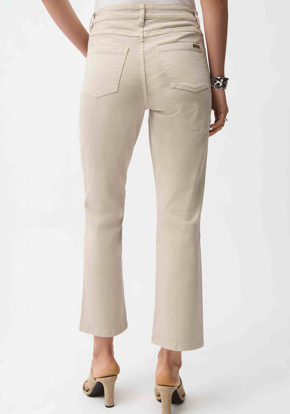 Beige straight-legged jeans by Joseph Ribkoff, denim fabric, classic fit, front pockets, and belt loops.