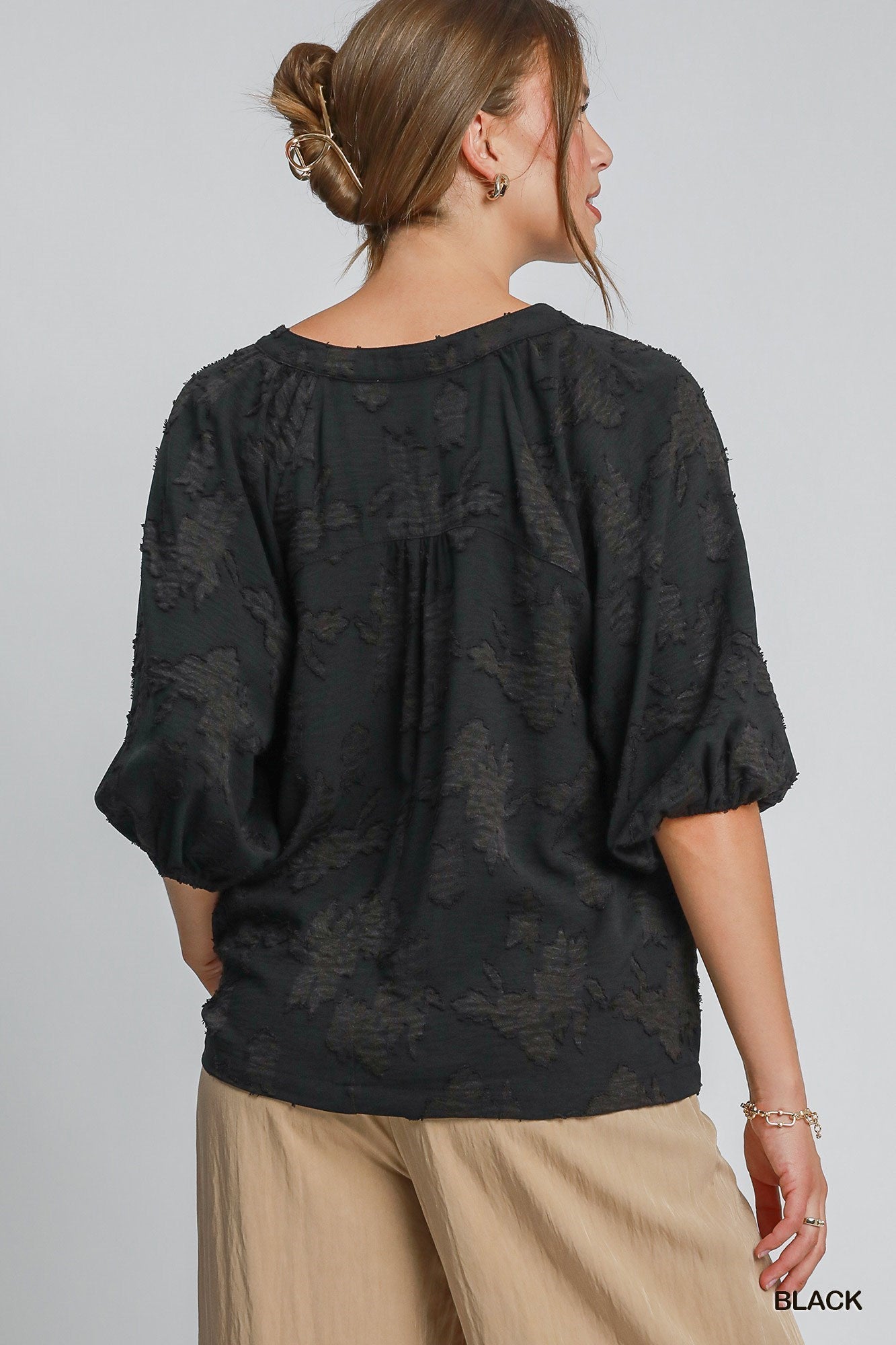 Umgee Usa | Floral Bubble Sleeve Top