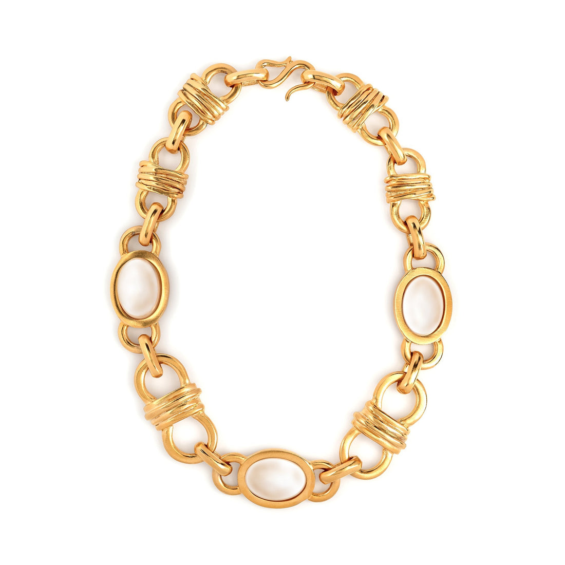 Kenneth J Lane | Gold Link Necklace with Pearl1