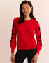 Kannon Long Sleeve Embroidered Sweater Scarlet red