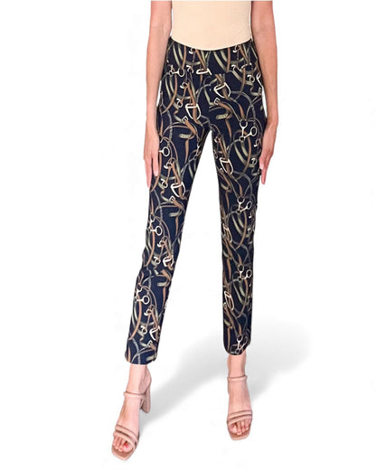 Krazy Larry P507 Pull on Ankle Pant - Navy Belts