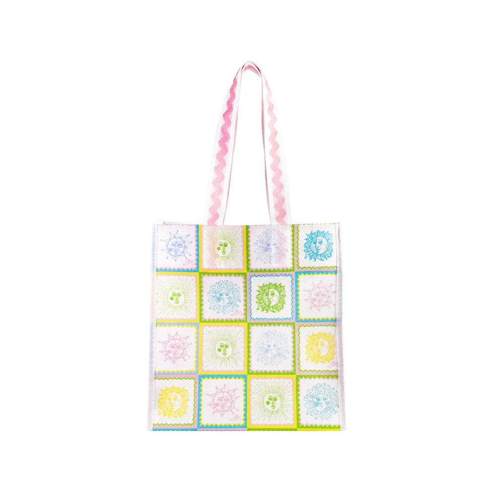 Lifeguard Press Market Shopper, Sun Tiles Home tote bag with colorful pattern