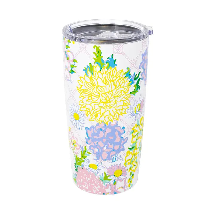 Lifeguard Press | Stainless Steel Thermal Mug, Lilly Garden Home tumbler colorful floral pattern