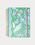Lilly Pulitzer 2026-2027 17 Month Jumbo Agenda Spiral-bound planner with a decorative cover featuring sea shells and fish in the Color Day Dream Blue Throw Me A Line