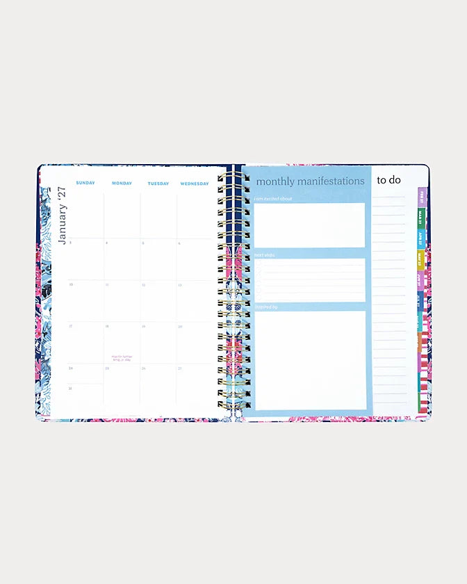 Lilly Pulitzer 2026-2027 17 Month Jumbo Agenda Floral color in  Starlight Navy In All Her Glory